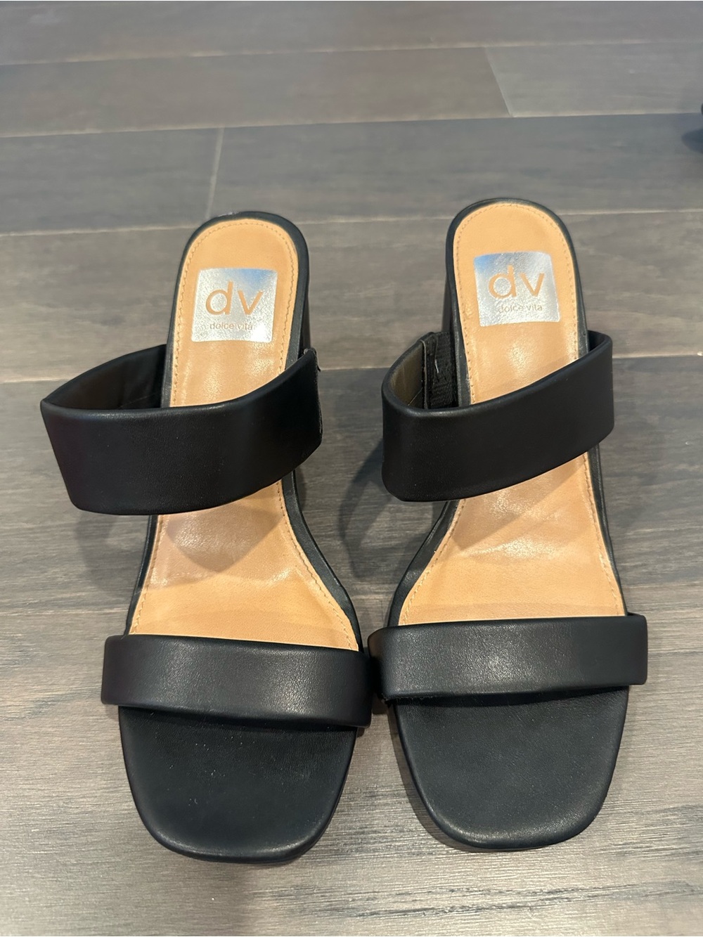 Dolce Vita Black Double-Strap Slide Heels